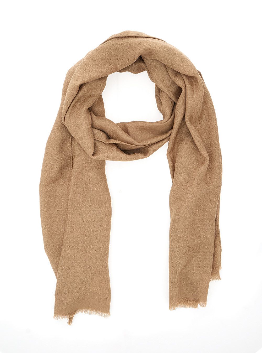 Max Mara Beige Scarf with Fringed Edge in Wool and Silk Blend Woman Size ONE SIZE - 2 Thumbnail