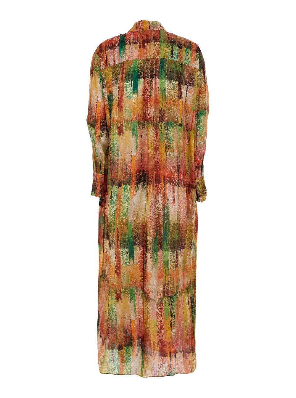 Missoni JAU DRESS - Long Multicolored Dress with V-Neck - Silk - Women Size M / US 6-8 / IT 42-44 - 2 Thumbnail
