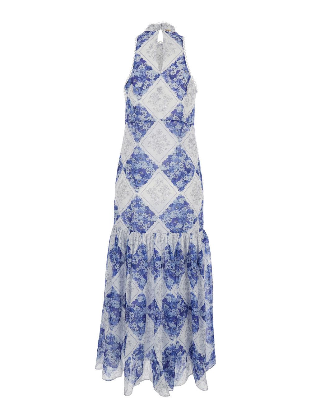 TWINSET Long 'Floral' Dress with High American Collar in Tech Fabric for Women Size M / US 6-8 / IT 42-44 - 2 Thumbnail