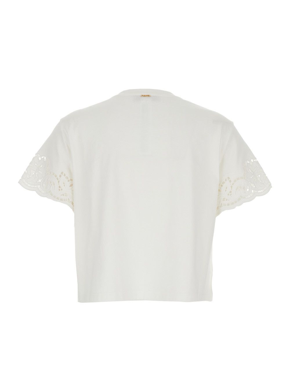 TWINSET KNITWEAR - White - Long Sleeve Sweater with Round Neck - In Cotton - Women Size M / US 6-8 / IT 42-44 - 2 Thumbnail