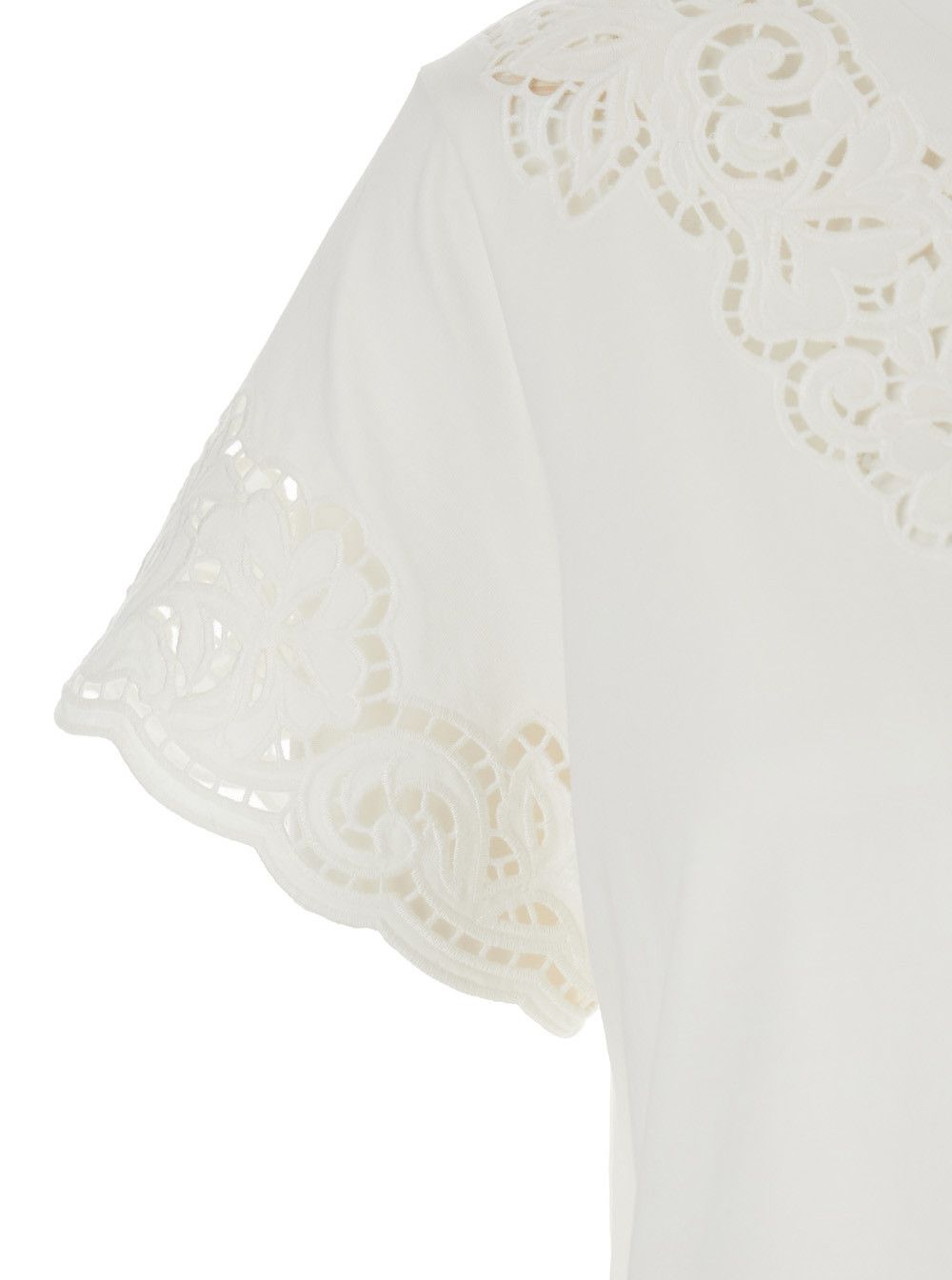 TWINSET KNITWEAR - White - Long Sleeve Sweater with Round Neck - In Cotton - Women Size XS / US 0-2 / IT 36-38 - 3 Thumbnail