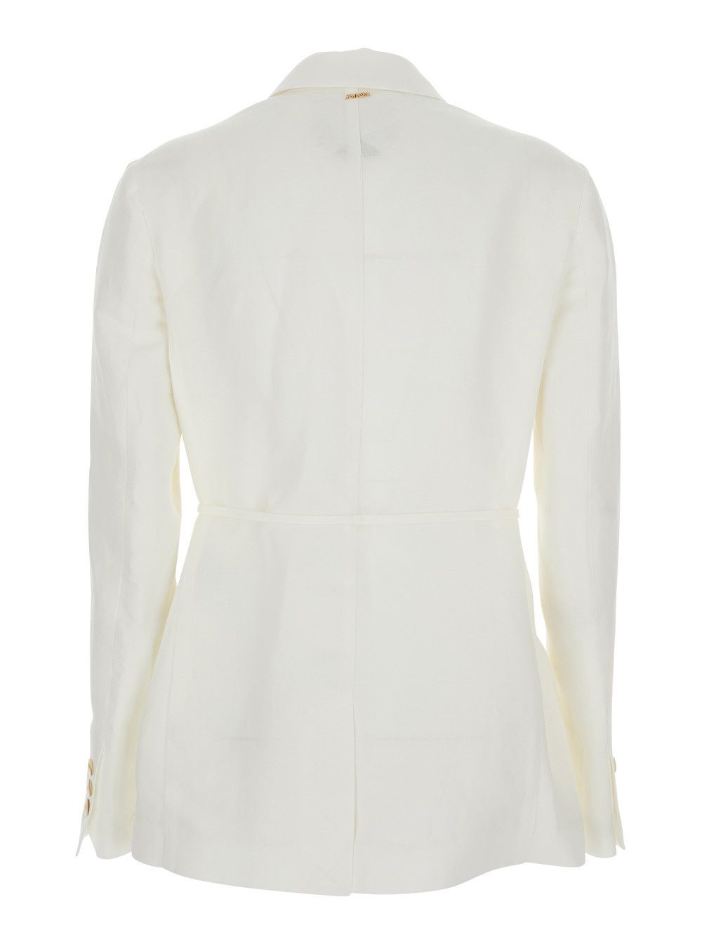 TWINSET WHITE BLAZER with Notched Revers and Button Closure in Linen Blend for Women Size M / US 6-8 / IT 42-44 - 2 Thumbnail