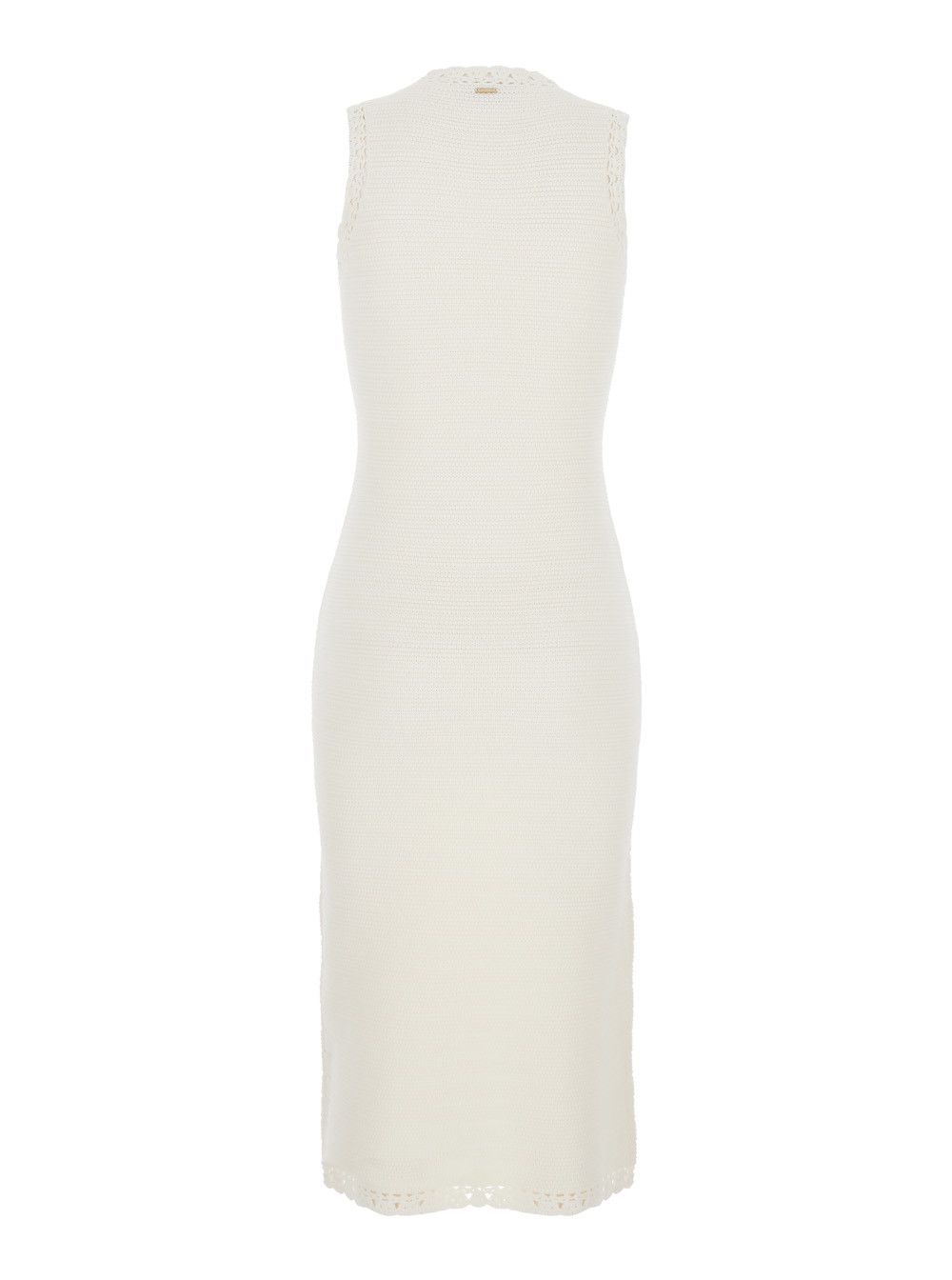 TWINSET Long Dress 'LONG DRESS' White with V-Neck and Long Sleeves in Viscose for Women Size M / US 6-8 / IT 42-44 - 2 Thumbnail