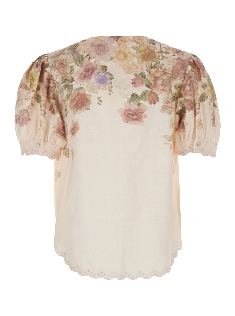 TWINSET Shirt 'FLOWER PRINT' Beige with Floral Print in Linen Women Size M / US 6-8 / IT 42-44 - 2 Thumbnail