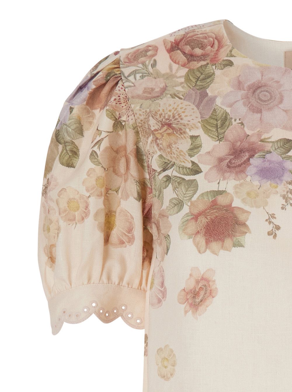 TWINSET Shirt 'FLOWER PRINT' Beige with Floral Print in Linen Women Size M / US 6-8 / IT 42-44 - 3 Thumbnail