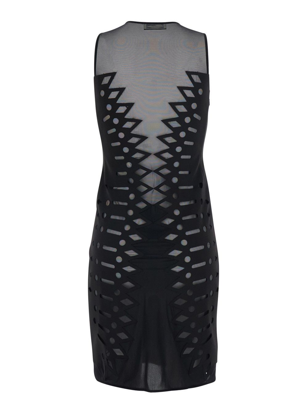 Blumarine Dress 'EMBR SCUBA DRESS' Black with V-Neck in Tech Fabric Women Size M / US 6-8 / IT 42-44 - 2 Thumbnail