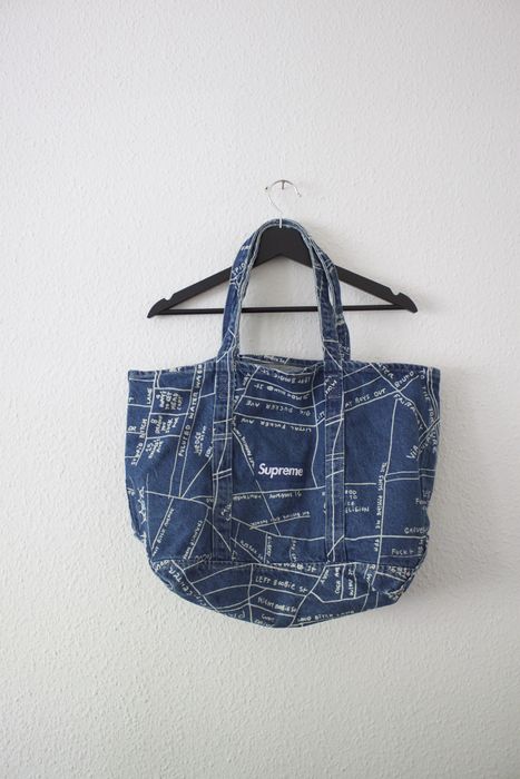 supreme gonz map denim tote bag 在庫即納 メンズ | bca.edu.gr