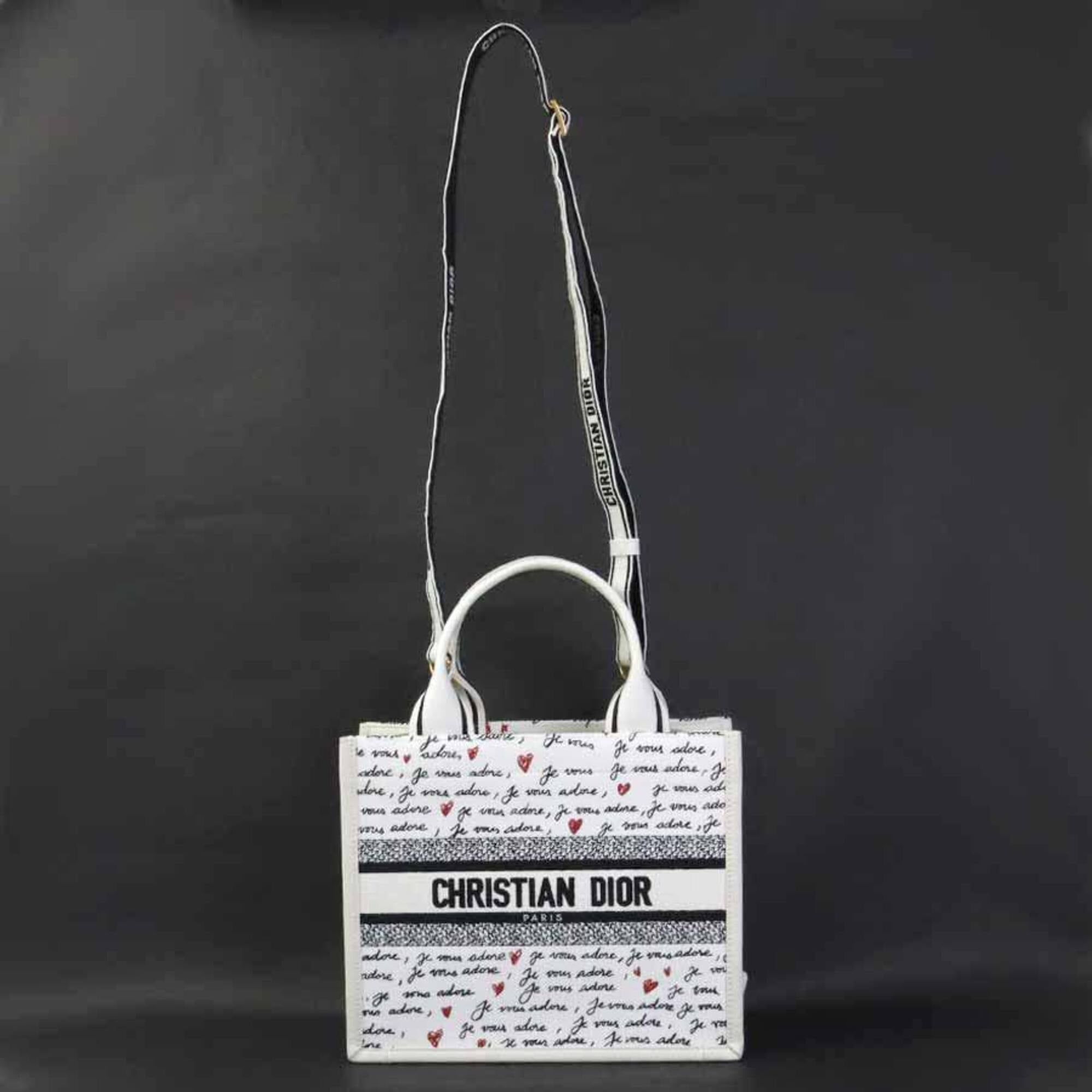 Dior Christian Dior Amour Book Tote Handbag/Shoulder Bag, Canvas and Leather, White, Black, Red, Women's, 90253k Size ONE SIZE - 15 Thumbnail