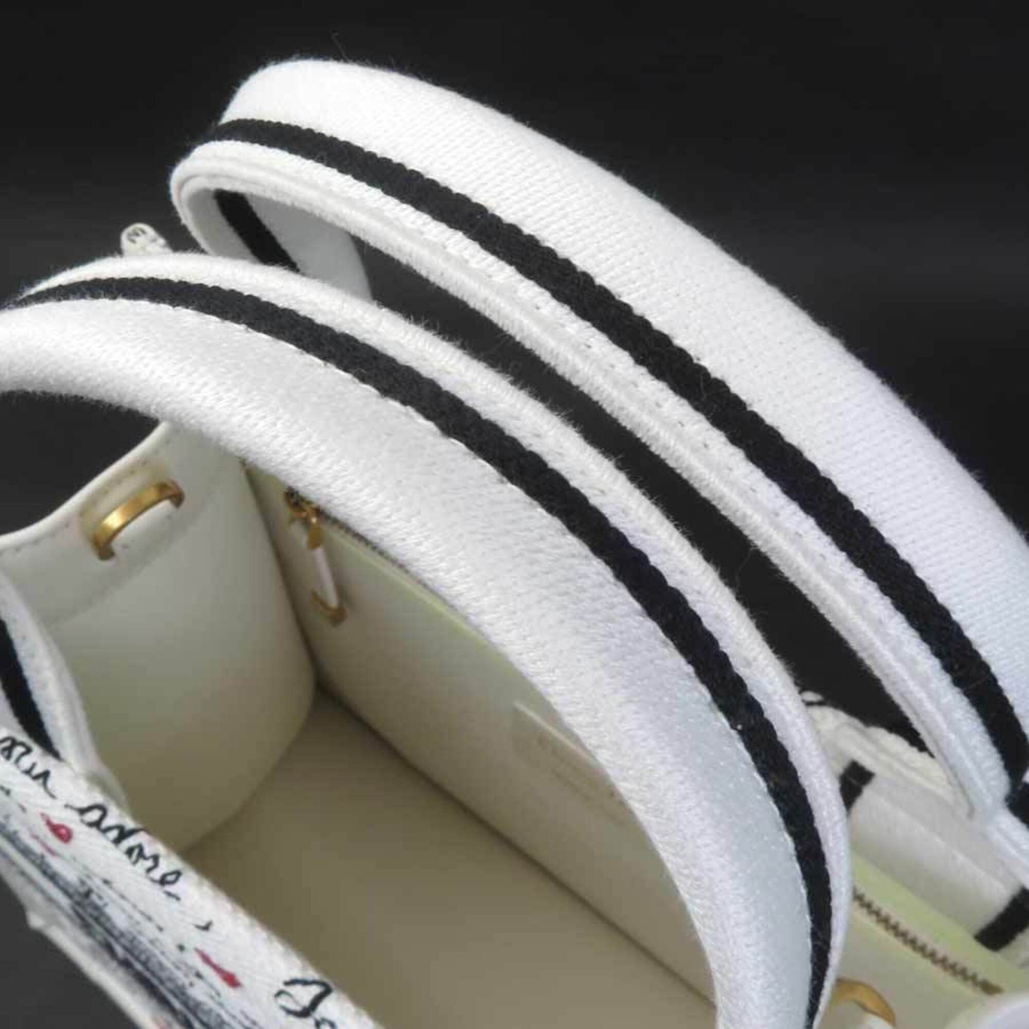 Dior Christian Dior Amour Book Tote Handbag/Shoulder Bag, Canvas and Leather, White, Black, Red, Women's, 90253k Size ONE SIZE - 11 Thumbnail