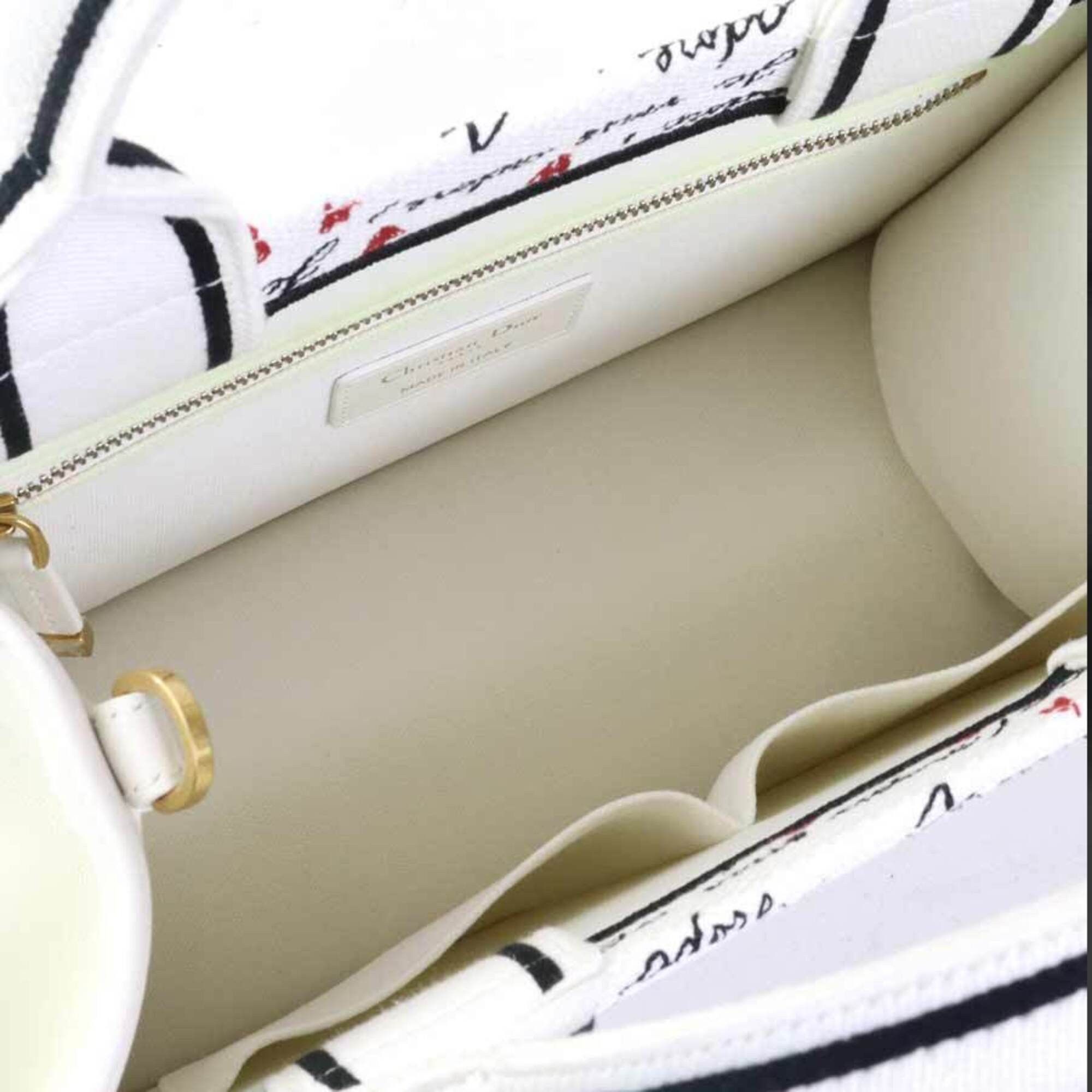 Dior Christian Dior Amour Book Tote Handbag/Shoulder Bag, Canvas and Leather, White, Black, Red, Women's, 90253k Size ONE SIZE - 5 Thumbnail