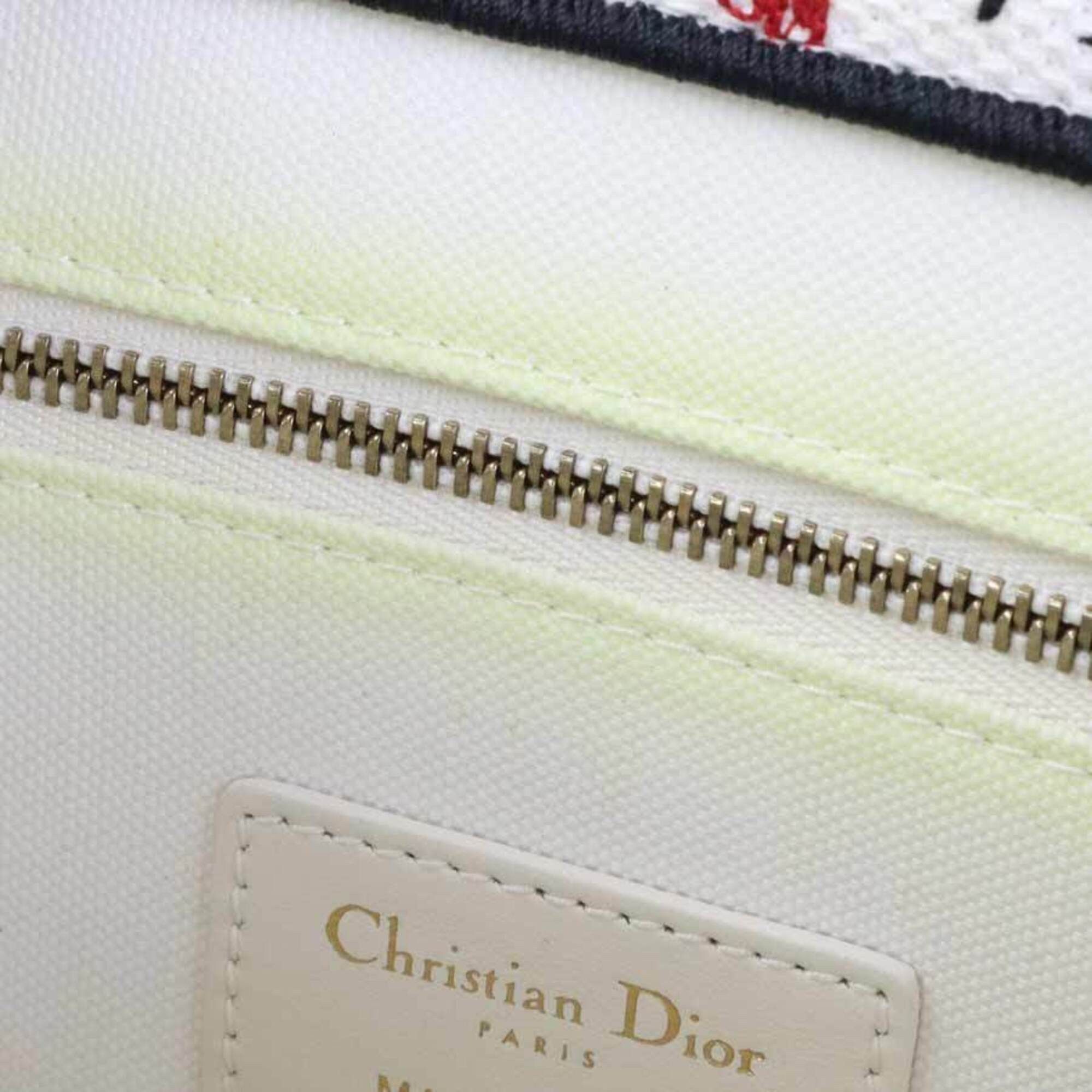 Dior Christian Dior Amour Book Tote Handbag/Shoulder Bag, Canvas and Leather, White, Black, Red, Women's, 90253k Size ONE SIZE - 7 Thumbnail