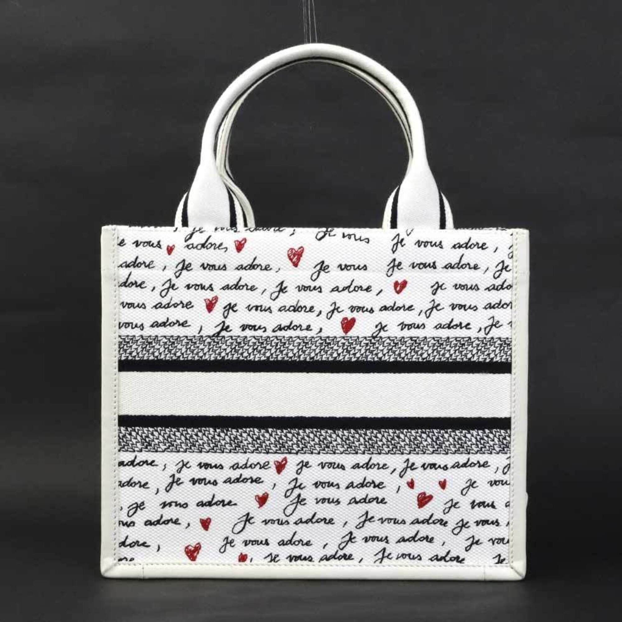 Dior Christian Dior Amour Book Tote Handbag/Shoulder Bag, Canvas and Leather, White, Black, Red, Women's, 90253k Size ONE SIZE - 3 Thumbnail