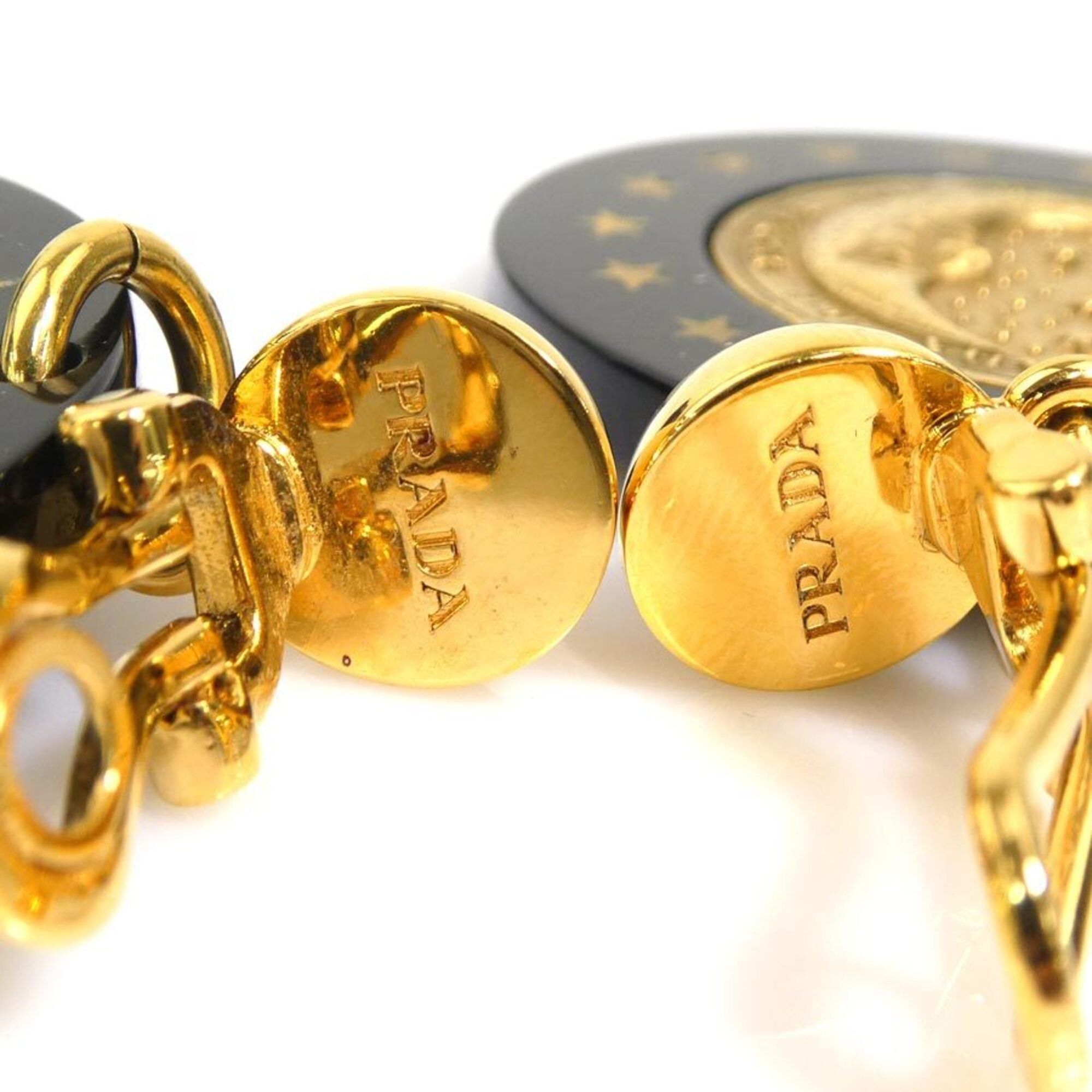 Prada Prada earrings, metal and plastic, black gold, women's, r11196k Size ONE SIZE - 9 Thumbnail