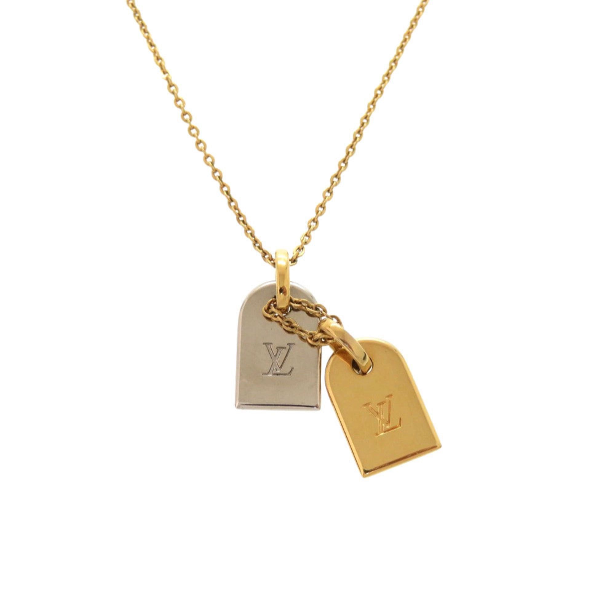 Louis Vuitton Louis Vuitton Nanogram Name Tag Motif Monogram M63141 Gold Silver Necklace Accessory LV 0589 LOUIS VUITTON Size ONE SIZE - 3 Thumbnail