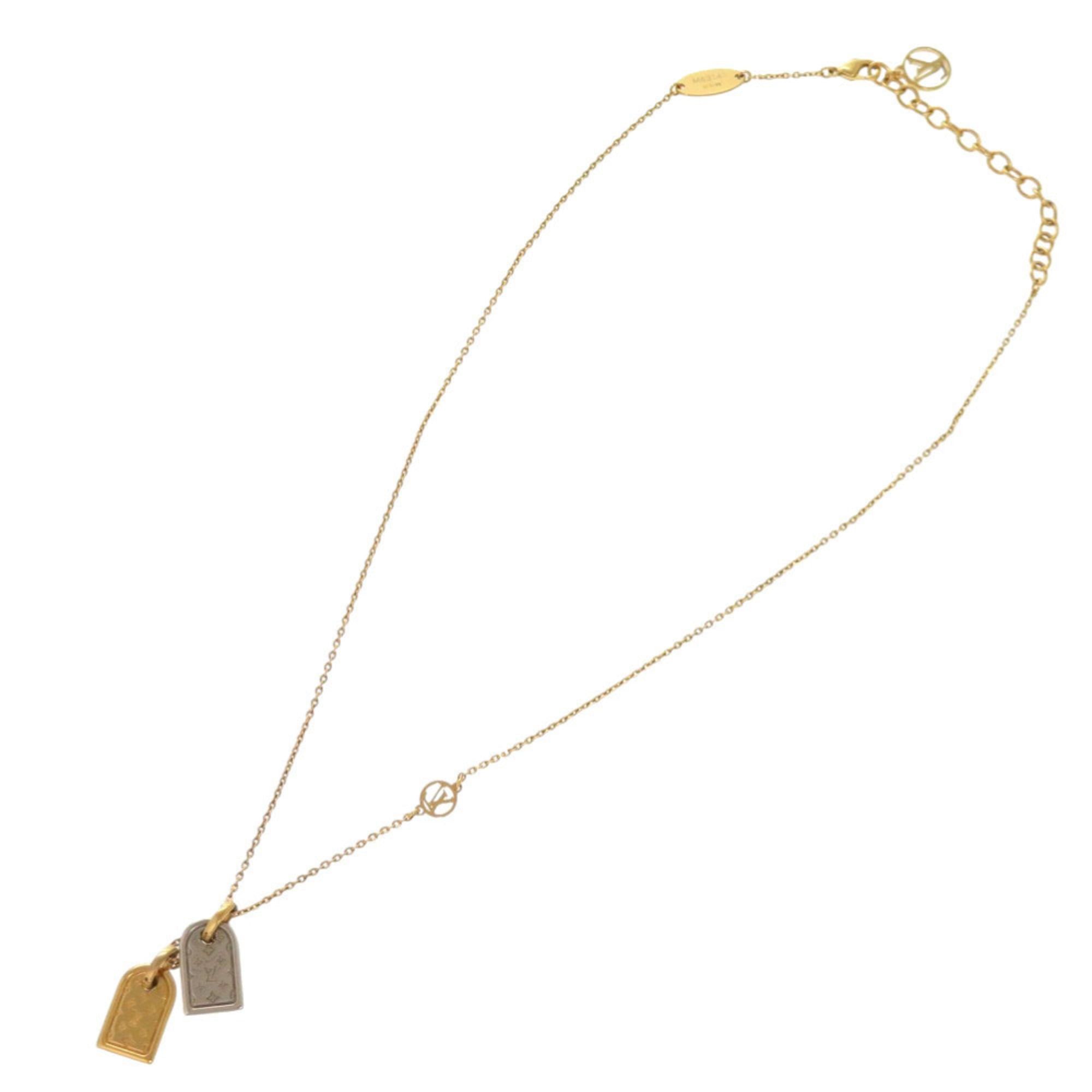 Louis Vuitton Louis Vuitton Nanogram Name Tag Motif Monogram M63141 Gold Silver Necklace Accessory LV 0589 LOUIS VUITTON Size ONE SIZE - 2 Thumbnail