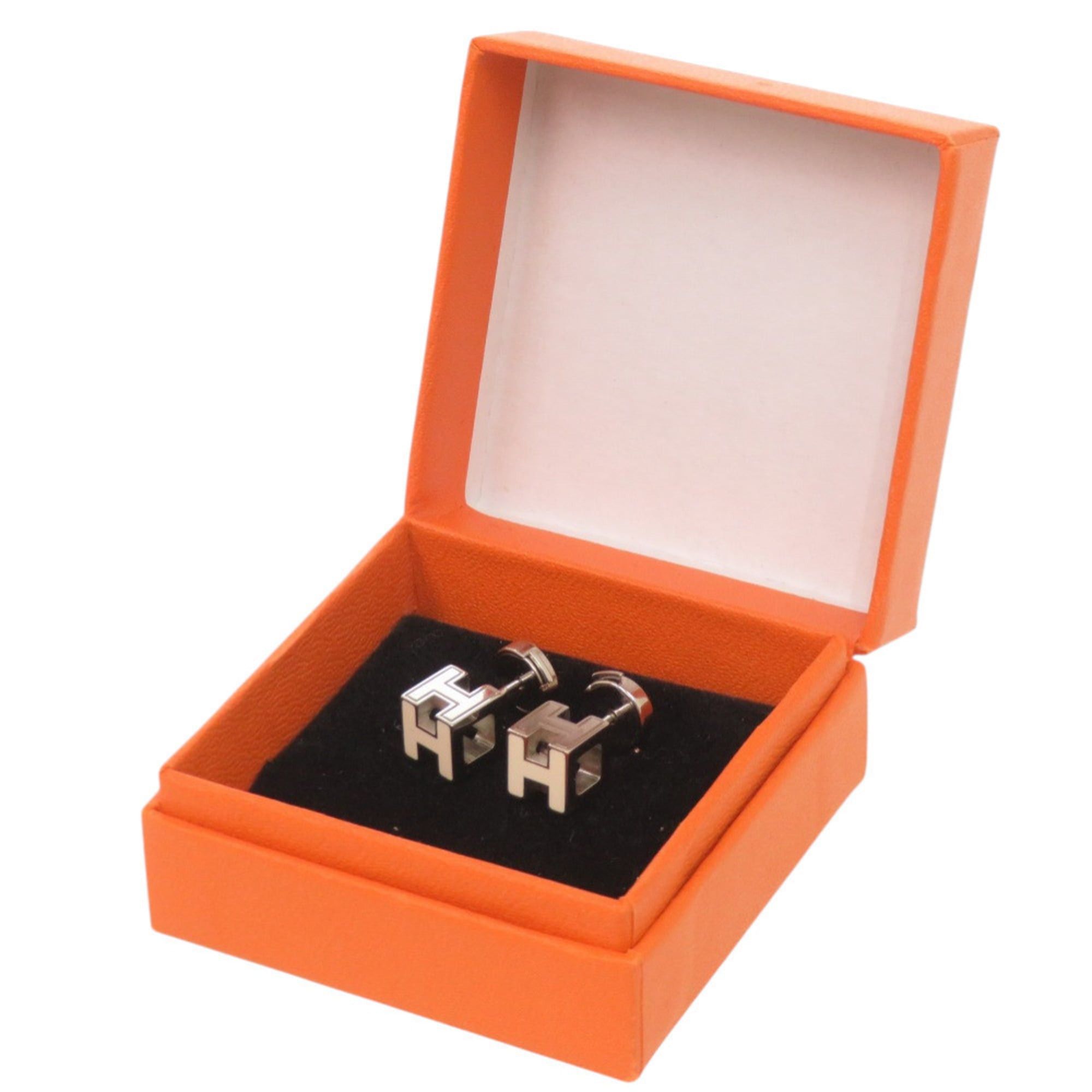 Hermes Hermes Cage d'H H-Cube Metal Ivory Silver Hardware Earrings Accessory 0108 HERMES Size ONE SIZE - 2 Thumbnail