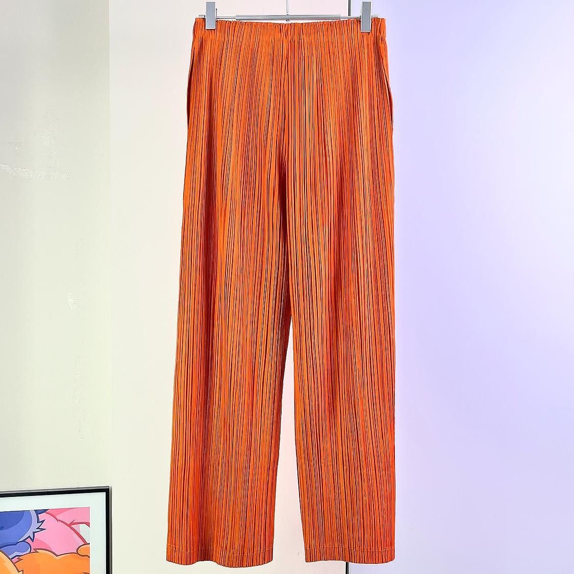 Pleats Please Issey Miyake Pleats Please Issey Miyake Orange Pleated Pants Size 3 Size 30" / US 8 / IT 44 - 2 Thumbnail