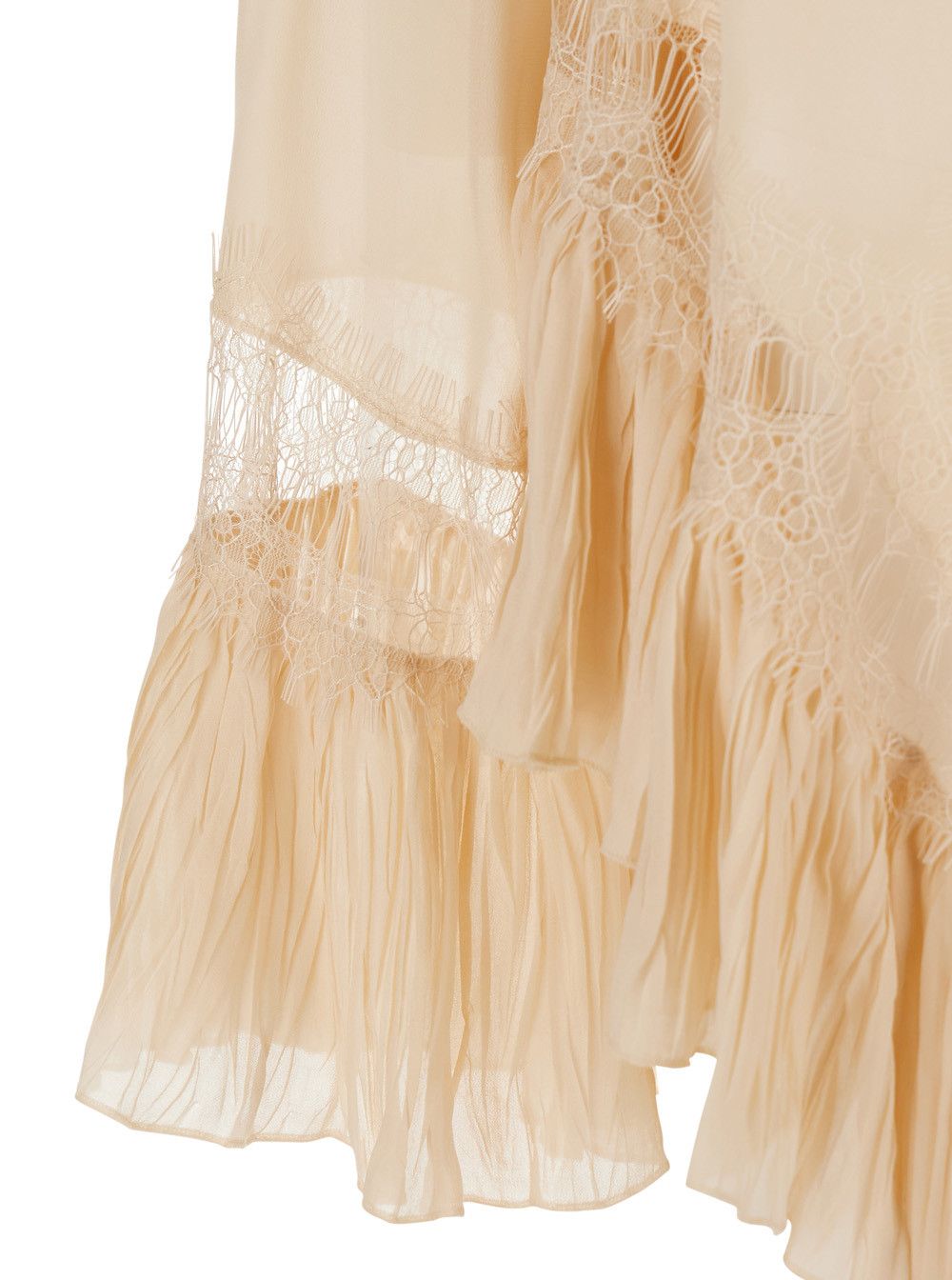 Blumarine GEORGETTE TOP WITH LACE - Beige - Georgette Top with Lace Details - Viscose - Women Size M / US 6-8 / IT 42-44 - 3 Thumbnail