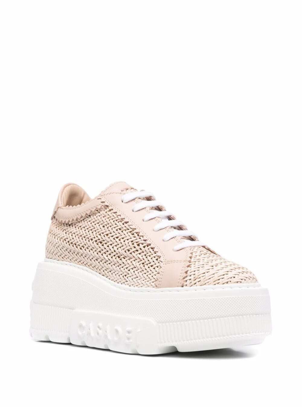 Casadei 'Nexus Platform' Pink Sneakers with Intreccio Design in Fabric and Leather Woman Size US 11 / IT 41 - 2 Thumbnail