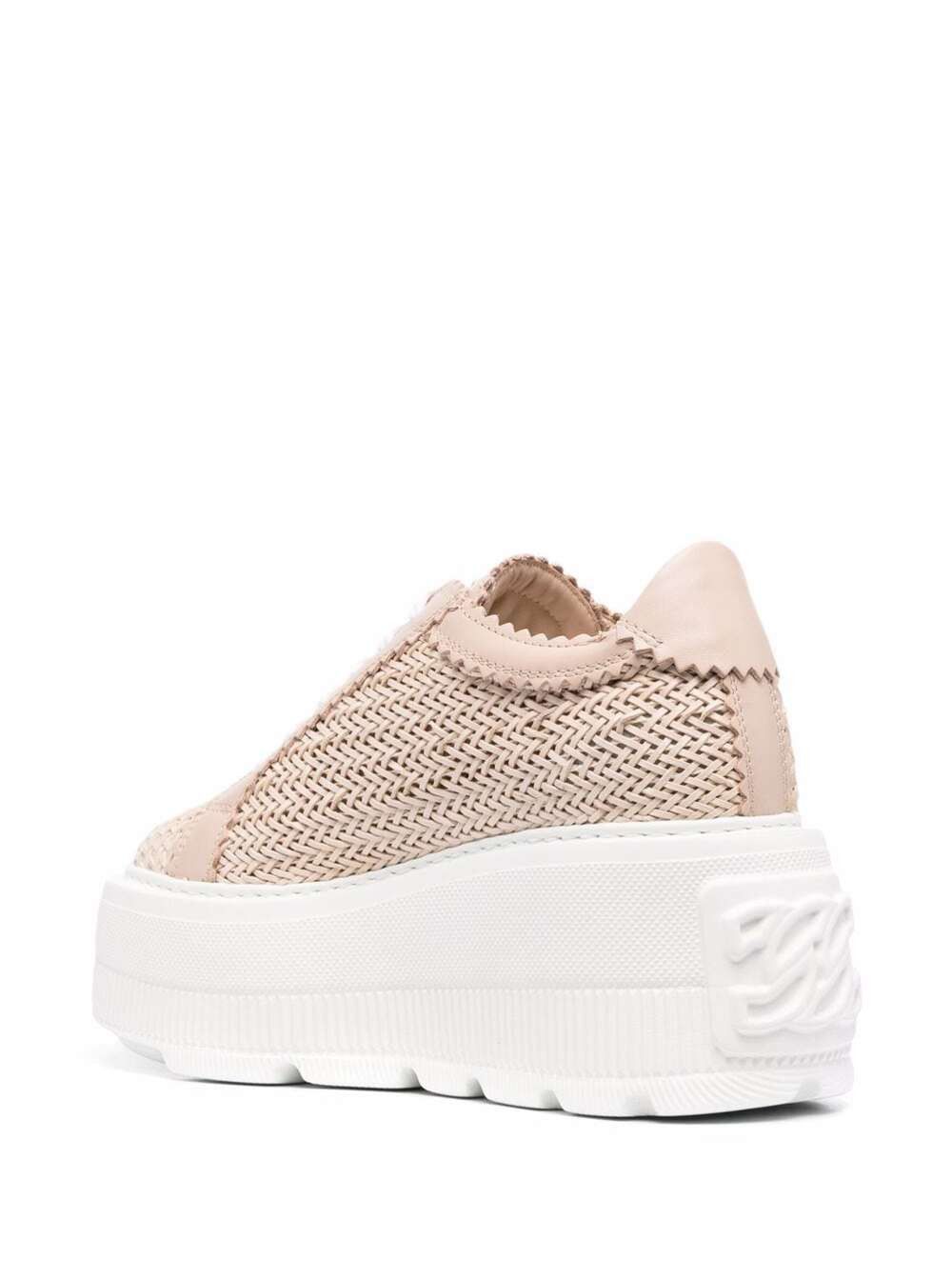 Casadei 'Nexus Platform' Pink Sneakers with Intreccio Design in Fabric and Leather Woman Size US 11 / IT 41 - 3 Thumbnail