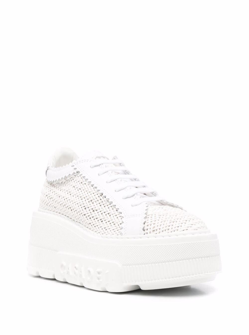 Casadei Women's White 'Platform' Sneakers with Intreccio Design Size US 8.5 / IT 38.5 - 2 Thumbnail