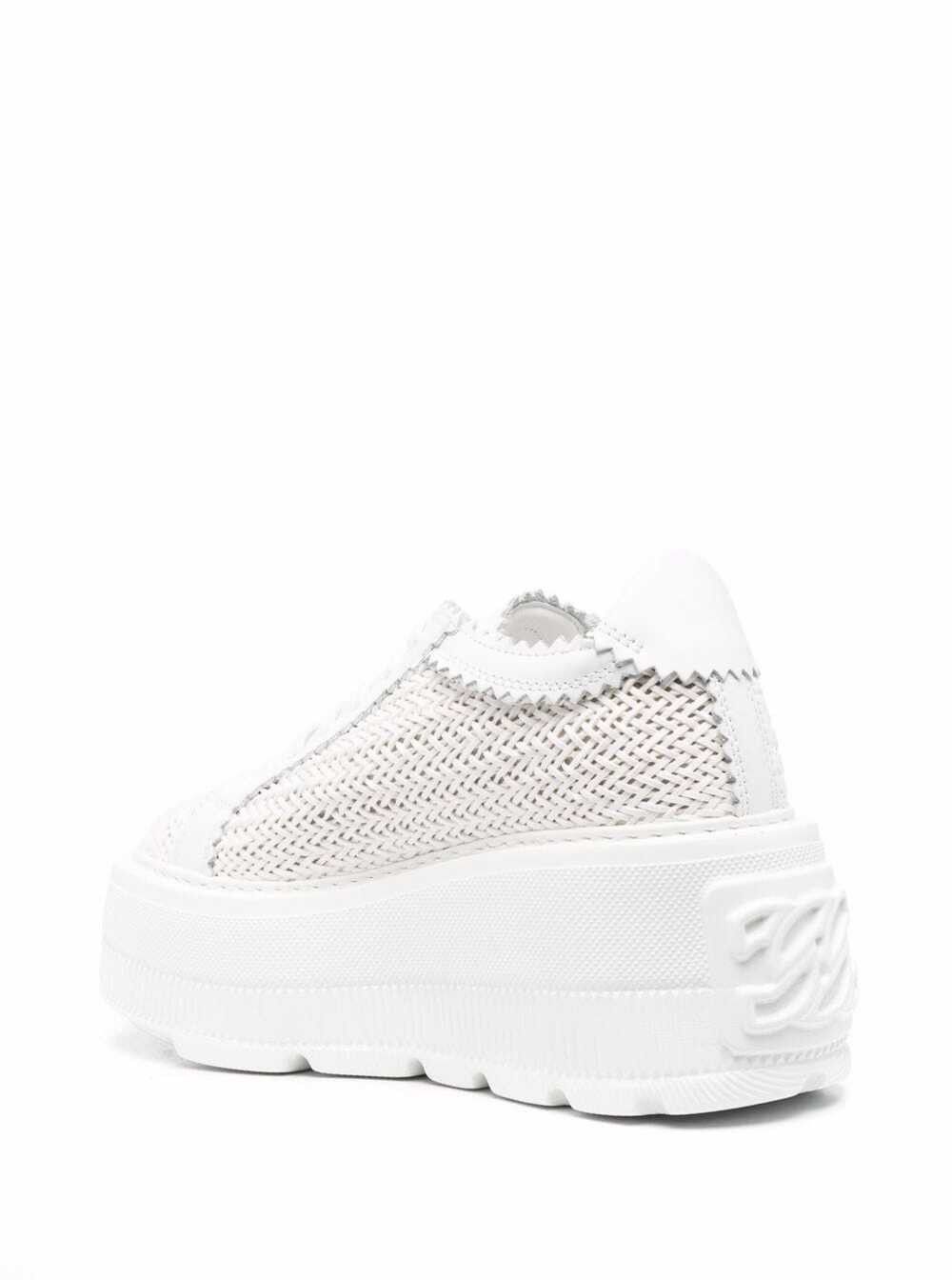 Casadei Women's White 'Platform' Sneakers with Intreccio Design Size US 8.5 / IT 38.5 - 3 Thumbnail