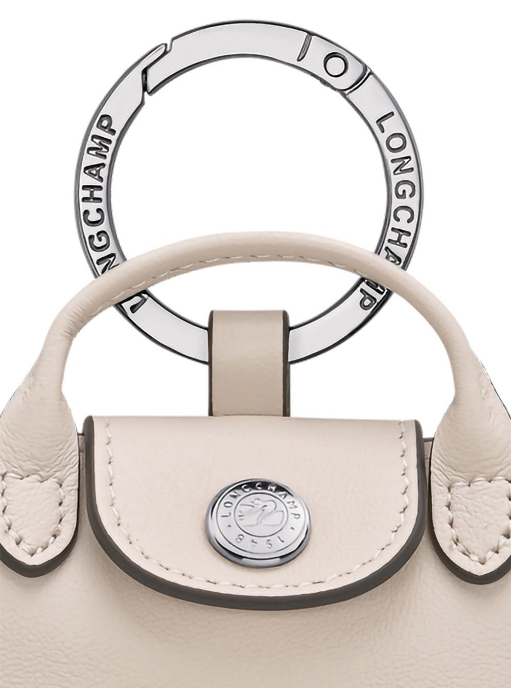Longchamp Keychain 'Le Pliage Xtra' - White key holder with leather logo - Leather - Women Size M / US 6-8 / IT 42-44 - 2 Thumbnail