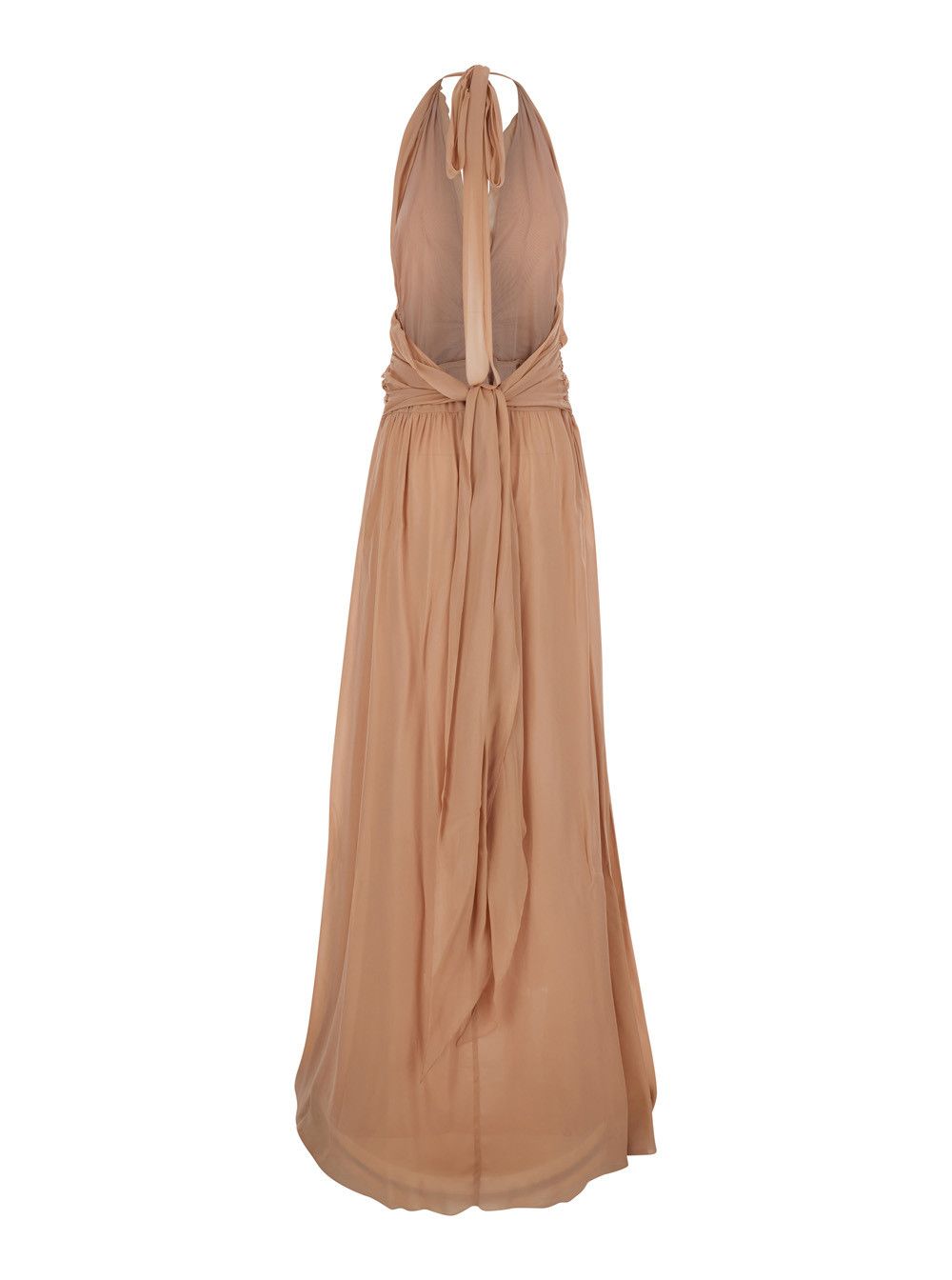 Blumarine Dress 'GEORGETTE LONG DRESS' Pink with V-Neck and Long Sleeves in Viscose for Women Size M / US 6-8 / IT 42-44 - 2 Thumbnail
