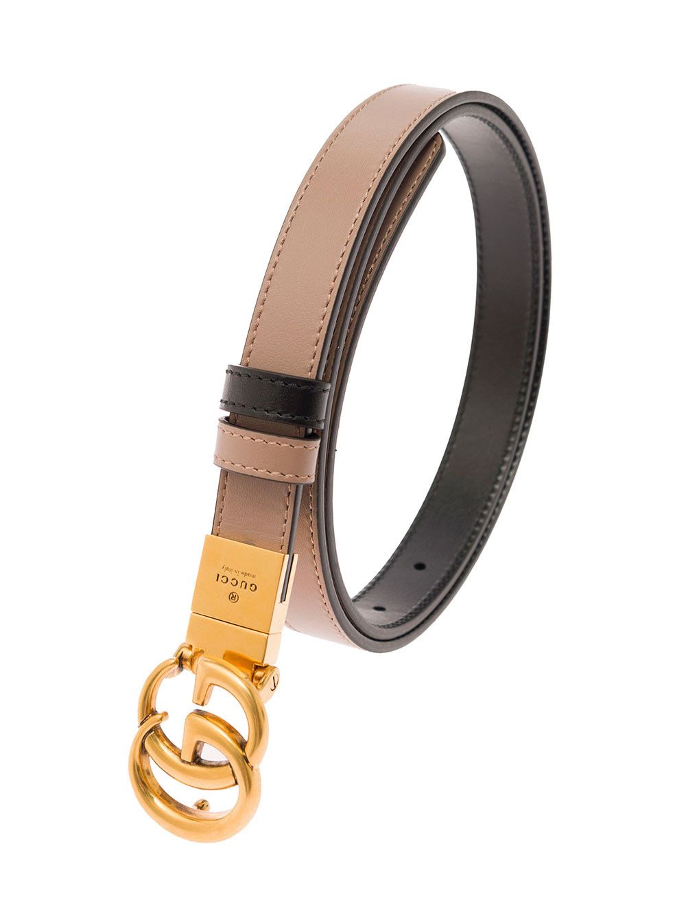 Gucci Black Reversible 'GG' Belt with Antique Gold Finishes in Leather for Women Size ONE SIZE - 3 Thumbnail