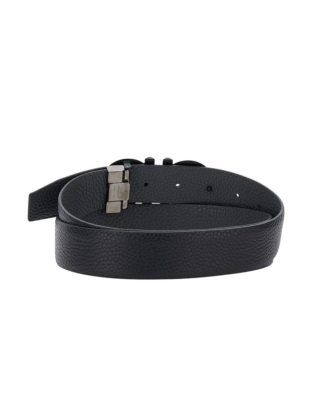 Salvatore Ferragamo Black Belt with Gancini Buckle in Tone-on-Tone Hammered Leather for Men Size ONE SIZE - 3 Thumbnail