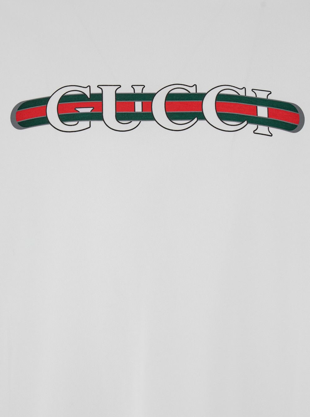 Gucci White Crew Neck T-Shirt with Gucci and Web Print in Cotton Man Size US XL / EU 56 / 4 - 3 Thumbnail