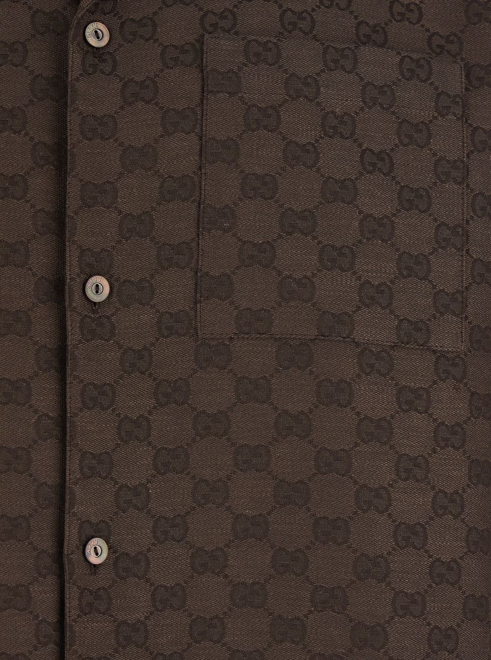 Gucci Brown Bowling Shirt with Peak Collar and All-Over GG Motif in Linen Blend for Men Size US L / EU 52-54 / 3 - 3 Thumbnail