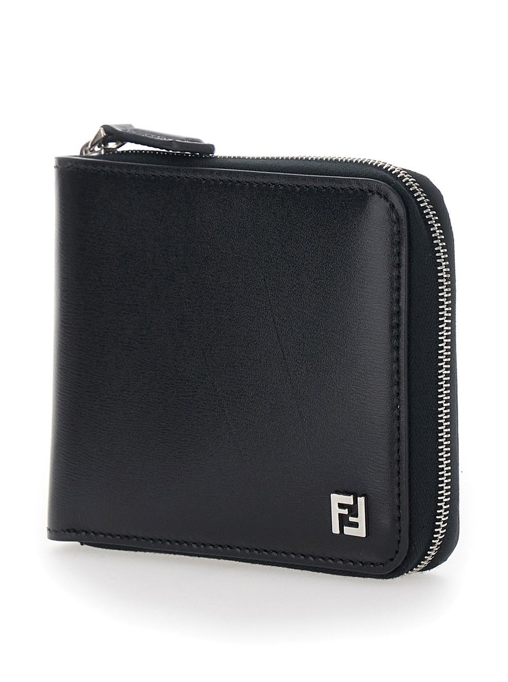 Fendi Black Card Holder with Zip Closure in Leather Woman Size ONE SIZE - 2 Thumbnail