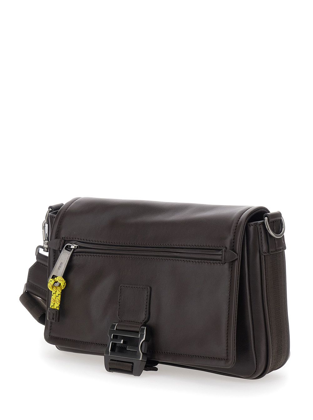 Fendi 'FLUX' Brown Crossbody bag with FF logo plate in Leather Man Size ONE SIZE - 2 Thumbnail