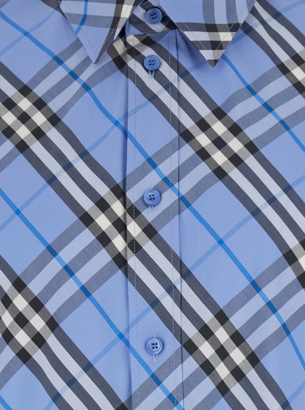 Burberry 'Robert' Light Blue Shirt with Classic Collar and All-Over Check Motif in Cotton for Men Size US L / EU 52-54 / 3 - 3 Thumbnail
