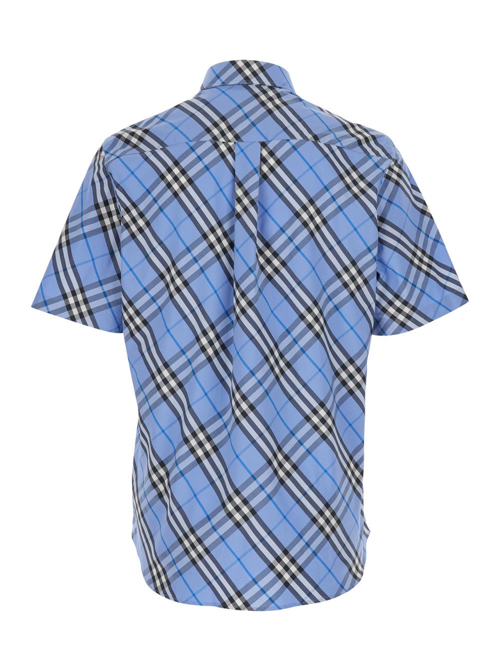 Burberry 'Robert' Light Blue Shirt with Classic Collar and All-Over Check Motif in Cotton for Men Size US L / EU 52-54 / 3 - 2 Thumbnail