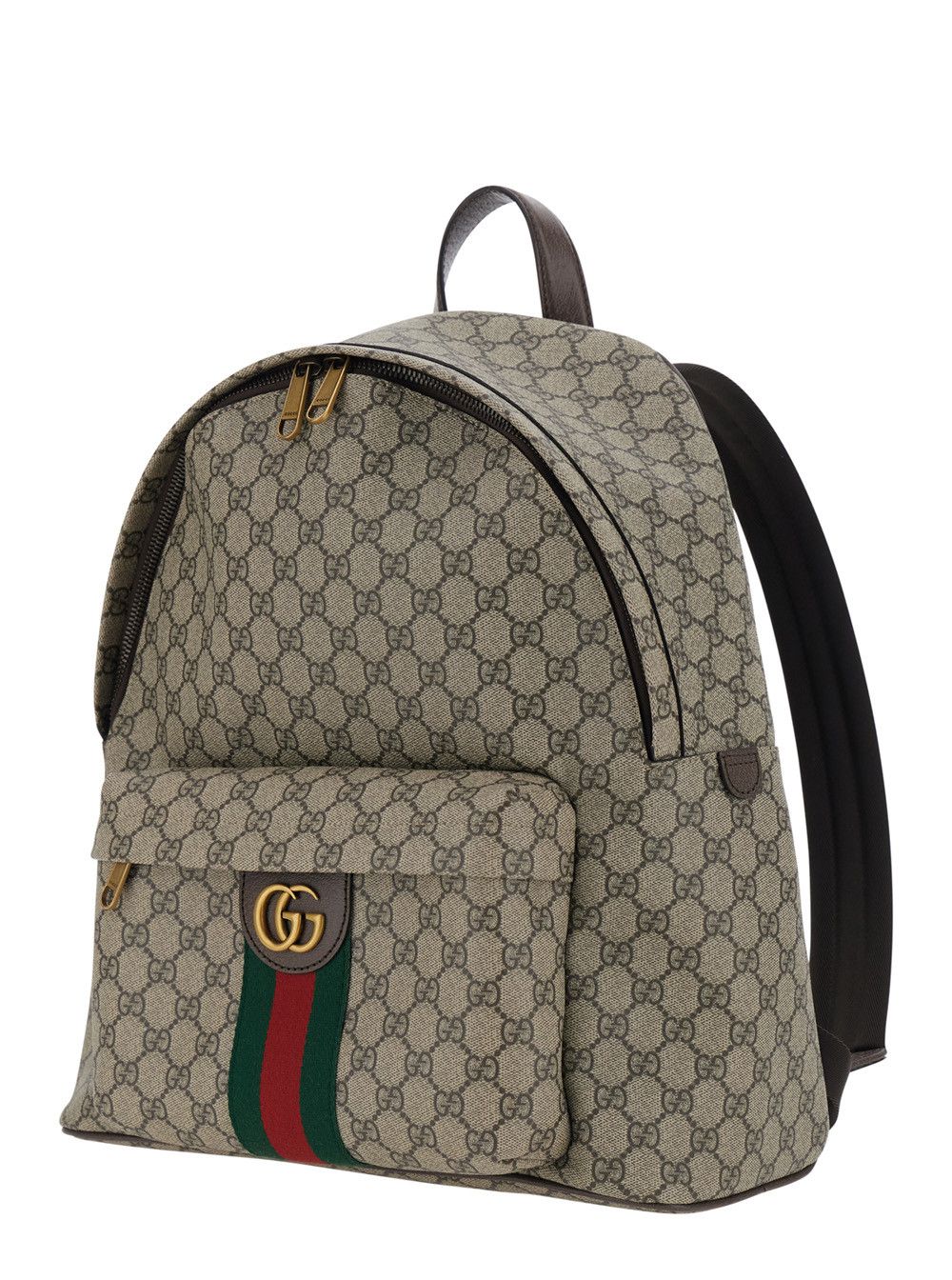 Gucci 'Ophidia' Beige Backpack with GG Plate and Web Detail on the Front in GG Canvas for Men Size ONE SIZE - 2 Thumbnail