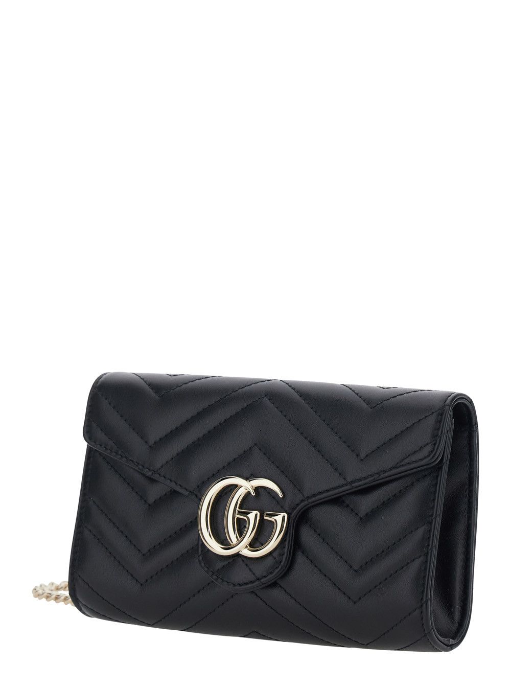 Gucci 'GG Marmont' Black Mini Bag with GG Plate on the Front and Chain Strap in Leather for Women Size ONE SIZE - 2 Thumbnail