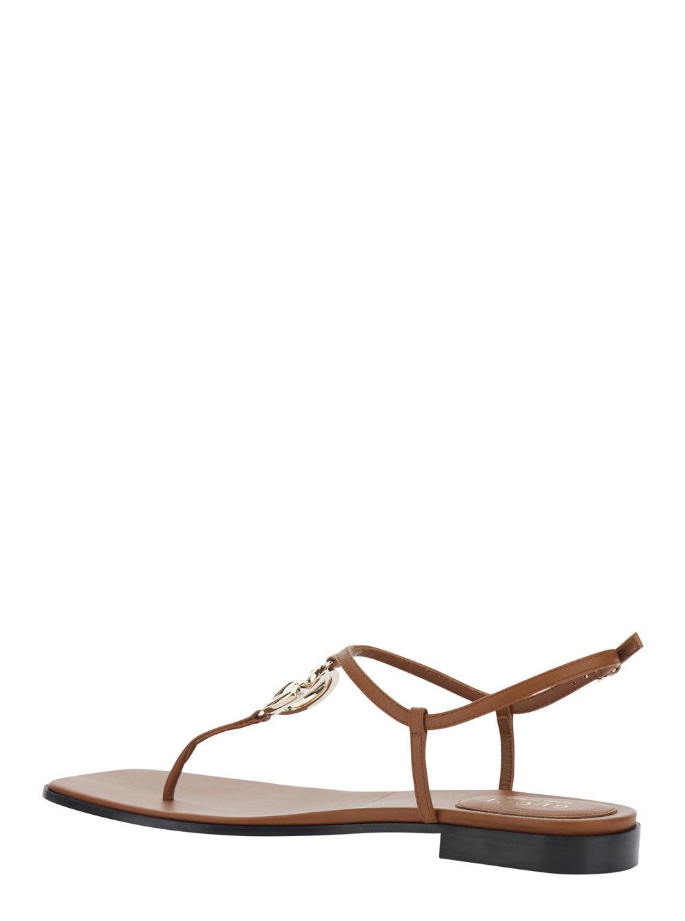 Gucci "NEW MARMONT GG FLAT SANDAL" Brown Flat Sandals with GG Detail in Leather for Women Size US 7.5 / IT 37.5 - 3 Thumbnail