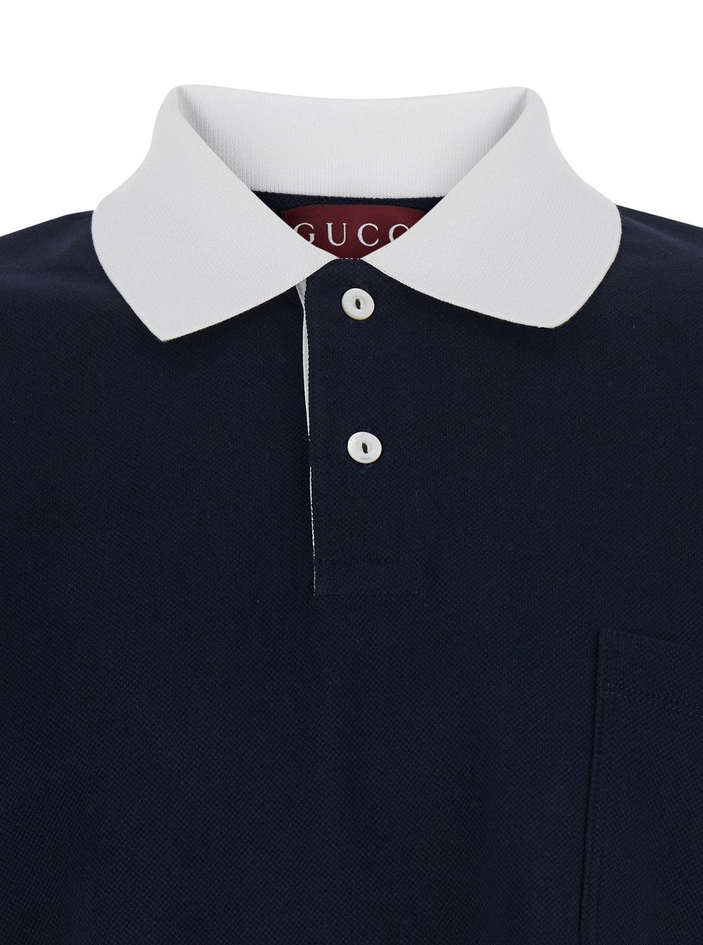 Gucci Blue T-Shirt 'PIQUET + WEB' with Round Neck and Short Sleeves for Men Size US L / EU 52-54 / 3 - 3 Thumbnail