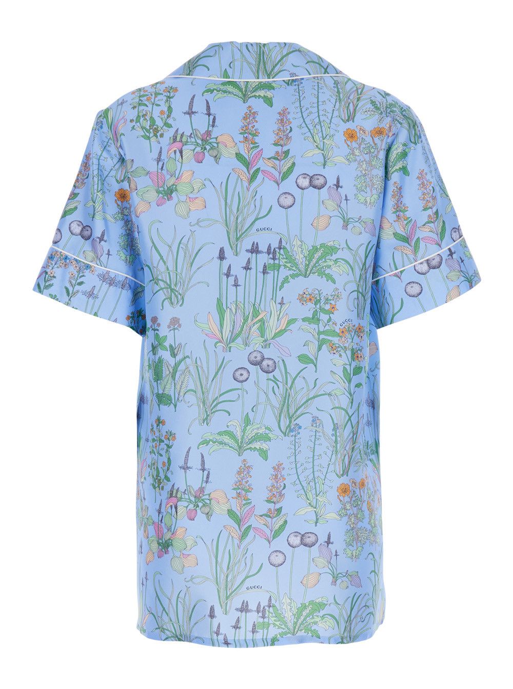 Gucci blue Shirt with Cuban collar and all-over floral print in silk woman Size M / US 6-8 / IT 42-44 - 2 Thumbnail