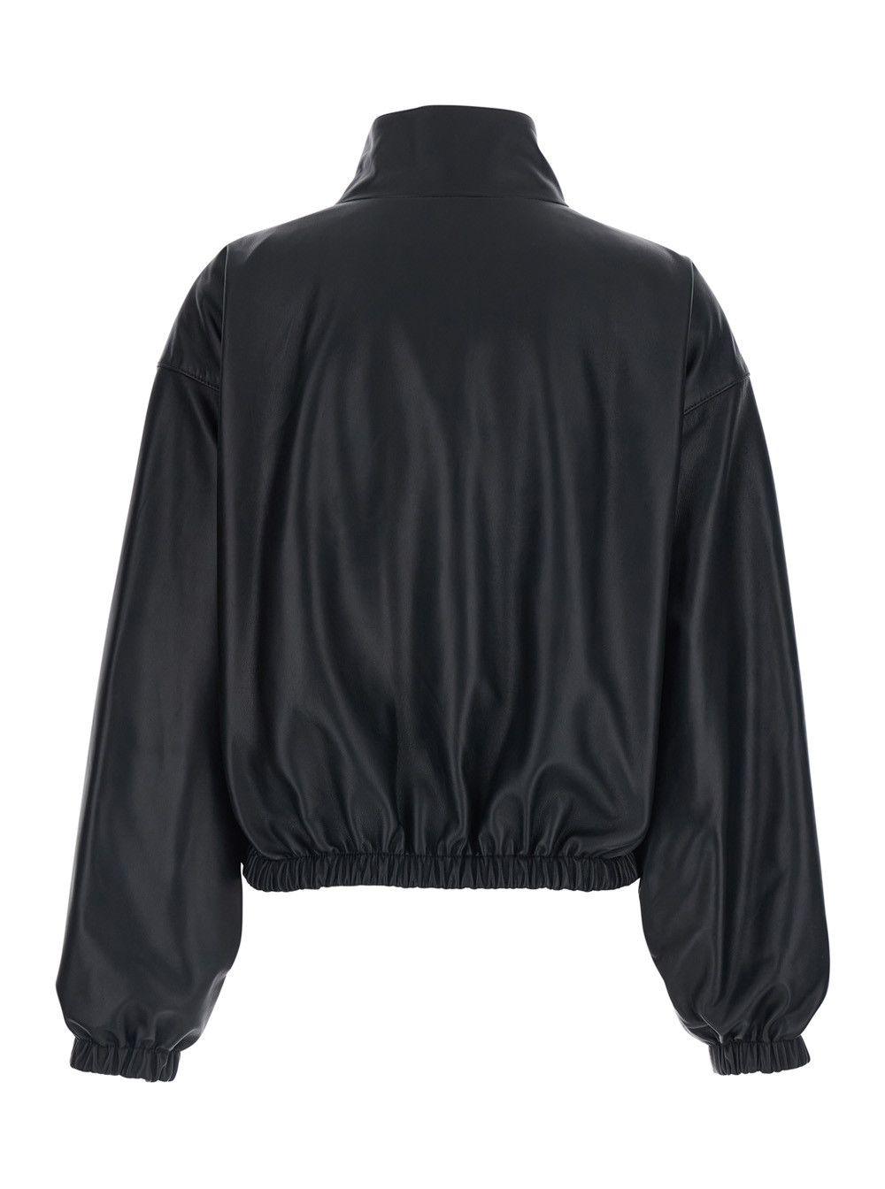 Balenciaga Black Leather Jacket with Logo on the Front and High Collar for Women Size S / US 4 / IT 40 - 2 Thumbnail