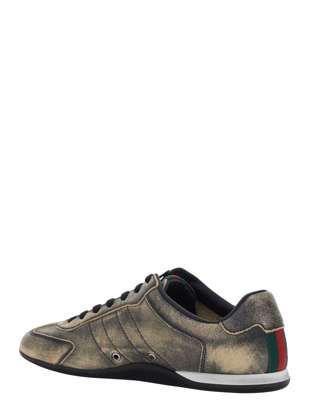 Gucci 'Elan' Black Low Top Sneakers with Web Detail on Tongue and Heel in Suede for Women Size US 7.5 / IT 37.5 - 3 Thumbnail