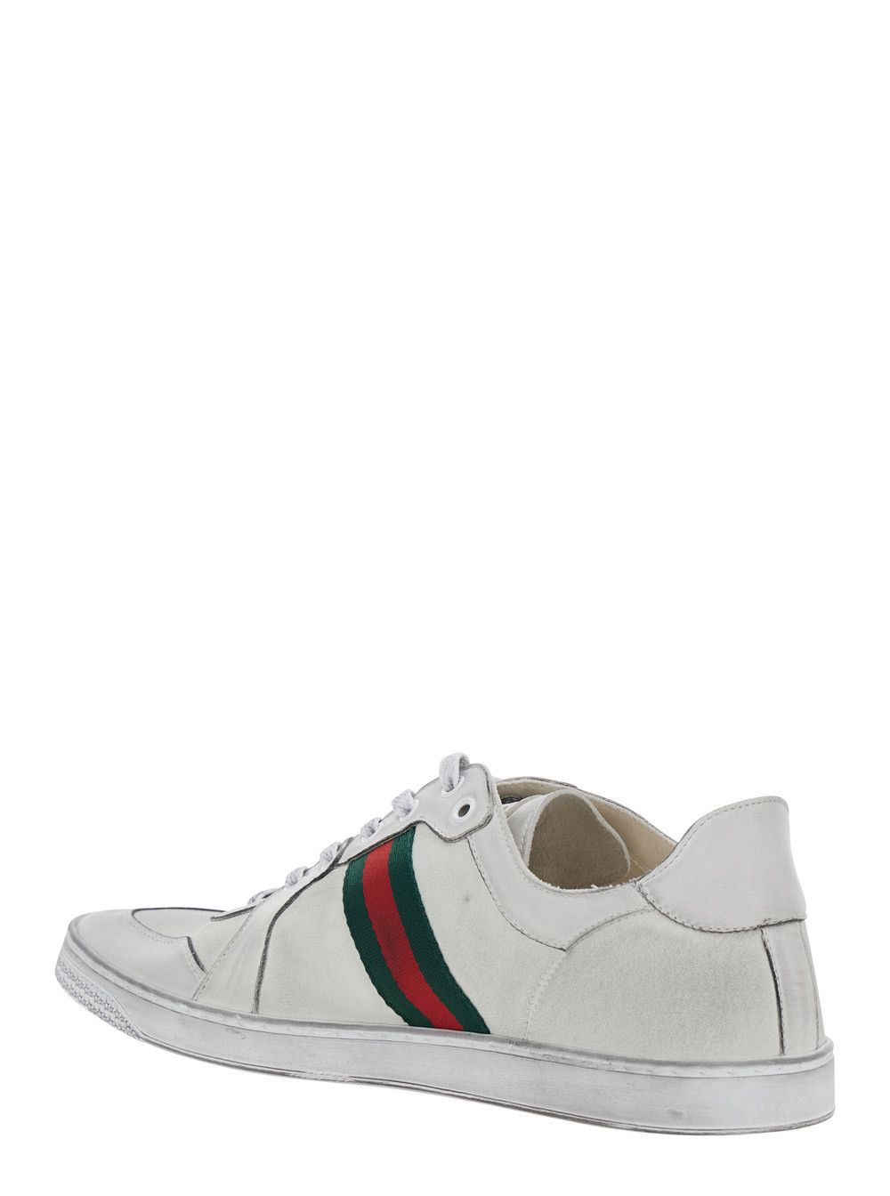 Gucci 'Coda' White Low Top Sneakers with Web Detail on the Side in White Leather for Men Size US 8 / EU 41 - 3 Thumbnail