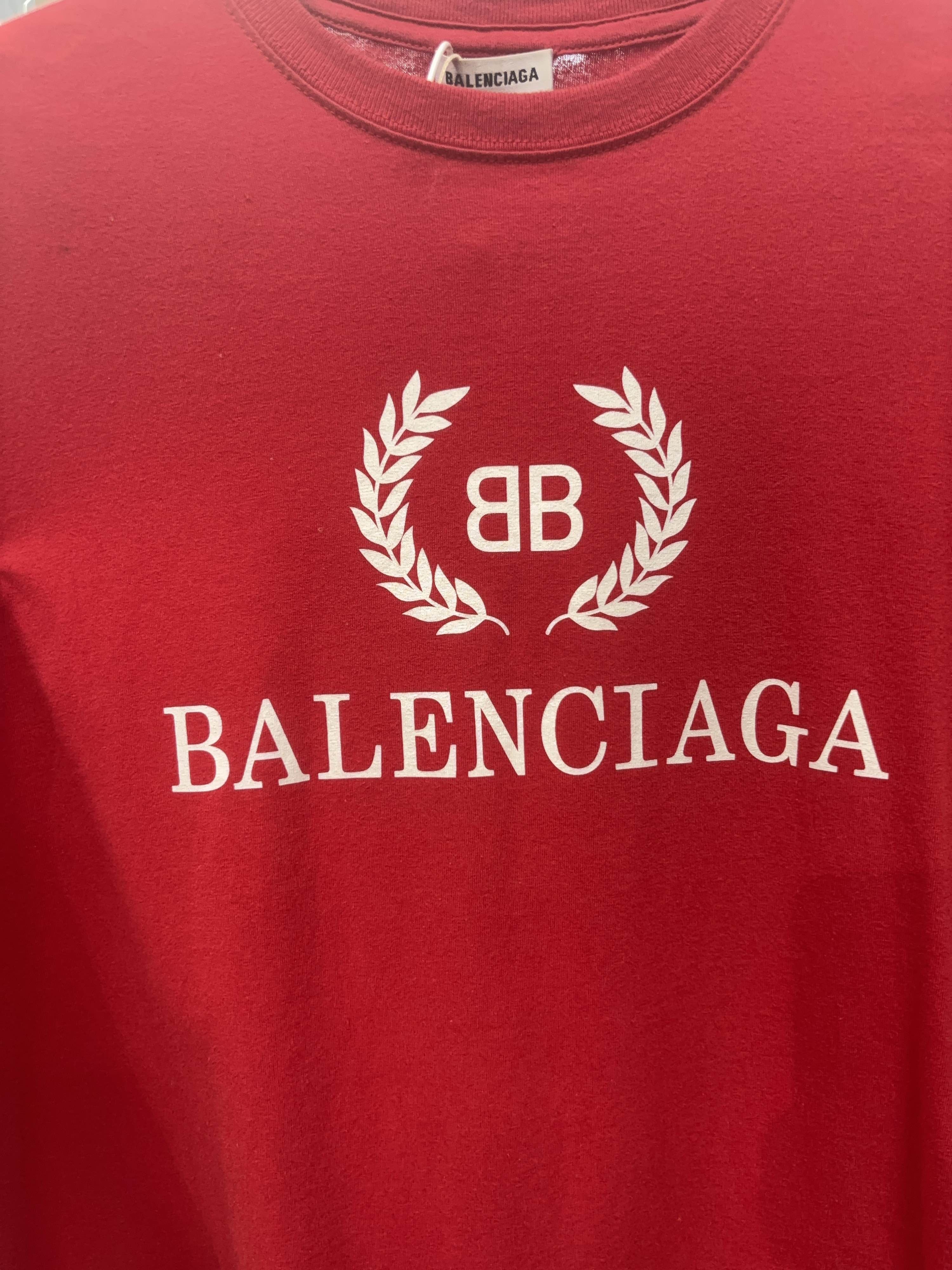Balenciaga Balenciaga Laurel BB Logo T-Shirt Red Size M Size US M / EU 48-50 / 2 - 5 Thumbnail