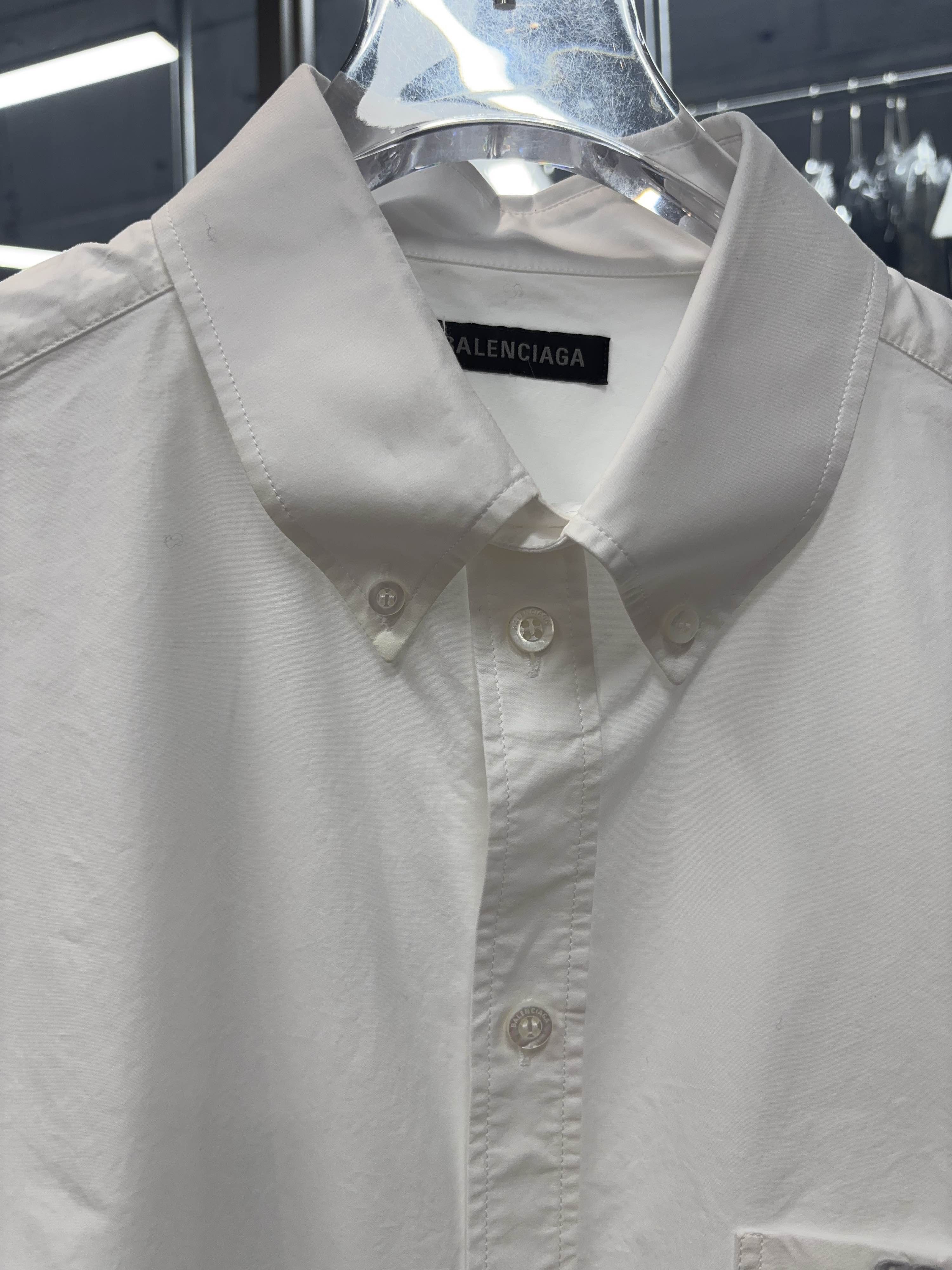 Balenciaga Balenciaga Logo Embroidered Poplin Shirt White Size S Size US S / EU 44-46 / 1 - 7 Thumbnail