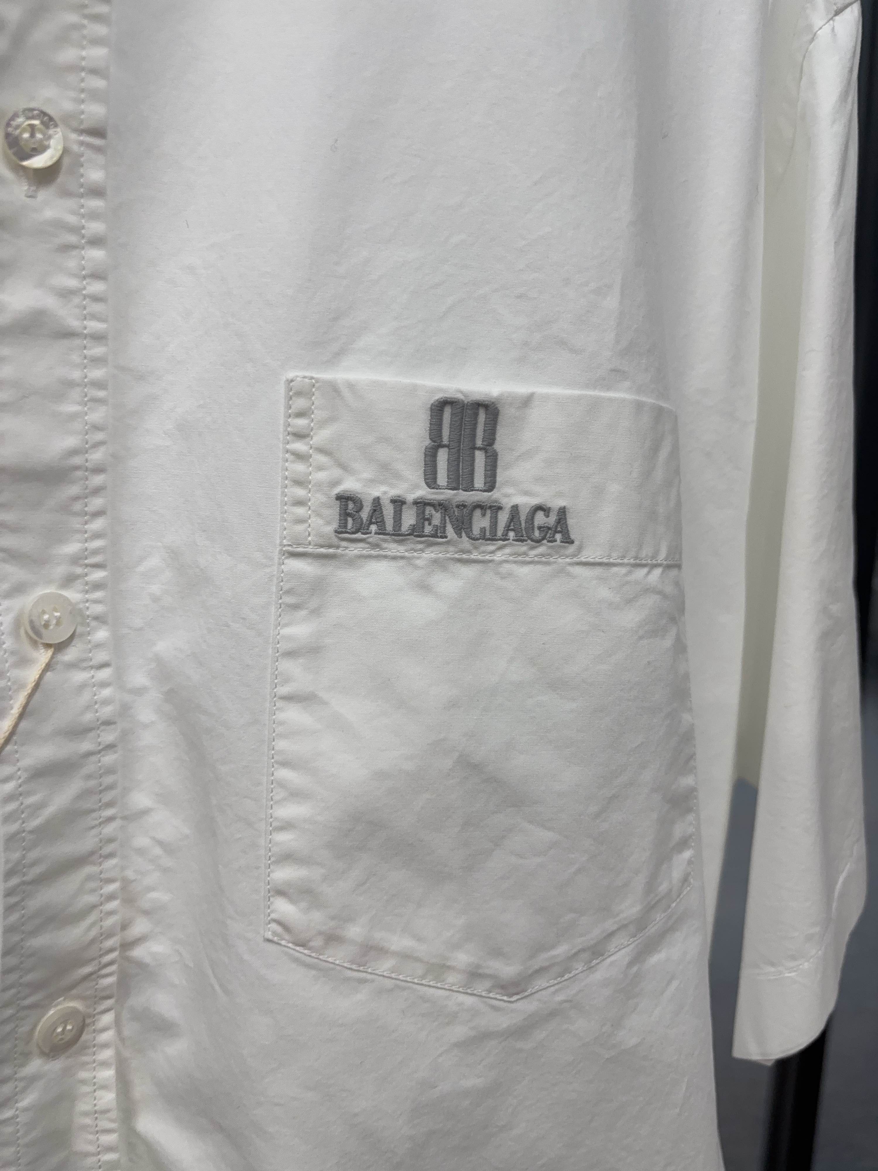 Balenciaga Balenciaga Logo Embroidered Poplin Shirt White Size S Size US S / EU 44-46 / 1 - 6 Thumbnail