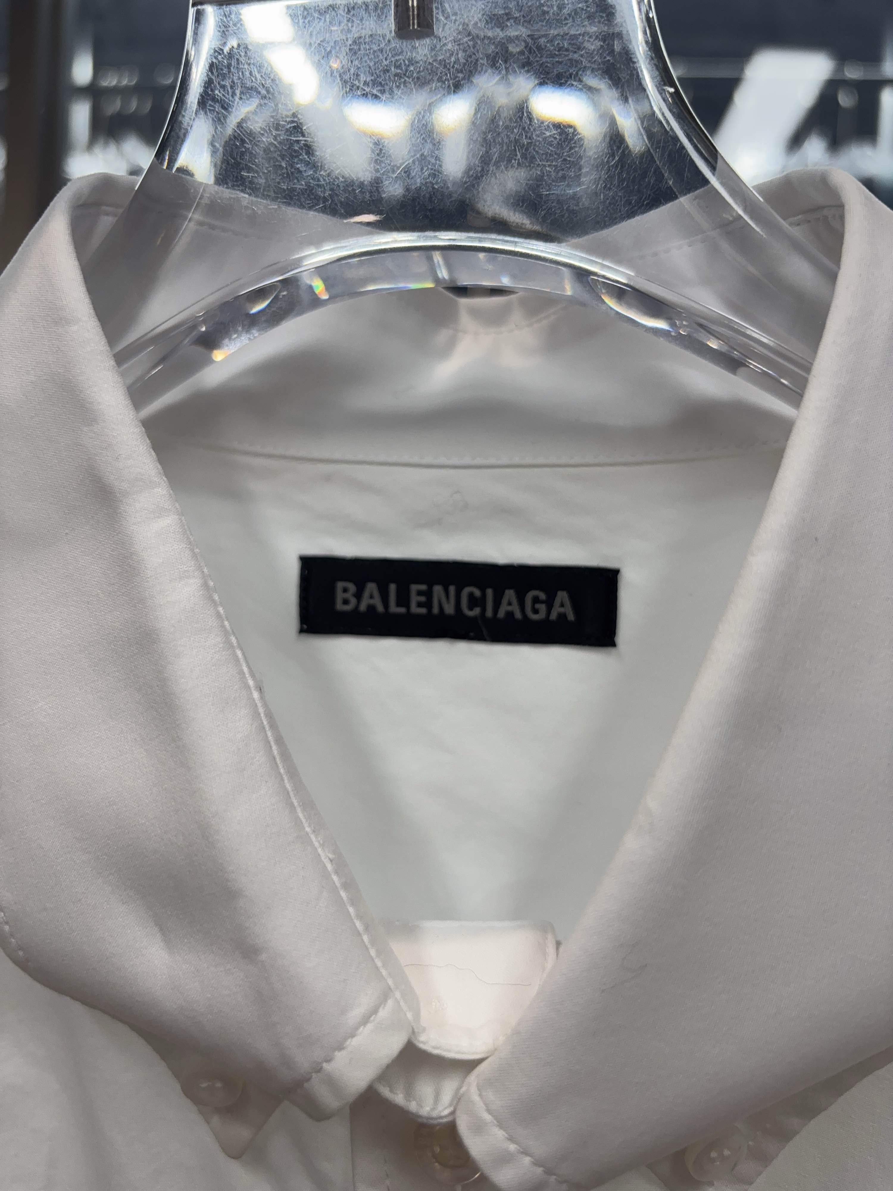 Balenciaga Balenciaga Logo Embroidered Poplin Shirt White Size S Size US S / EU 44-46 / 1 - 3 Thumbnail