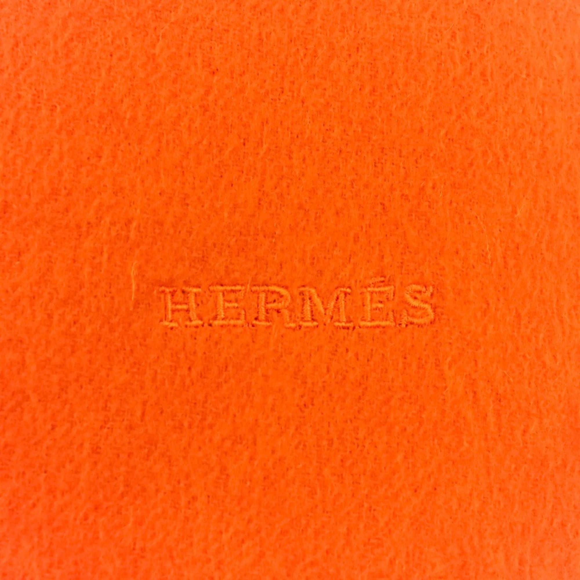 Hermes Hermes Cashmere Wool Fringe Large Stole Shawl Scarf Orange Women's Size ONE SIZE - 7 Thumbnail