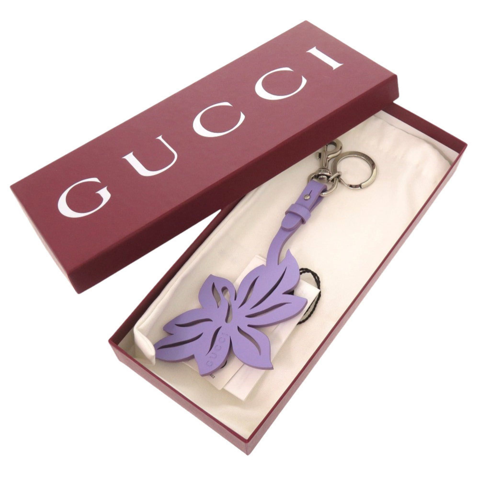Gucci Gucci Flower Motif Leather Purple Keychain 1492 GUCCI Size ONE SIZE - 2 Thumbnail